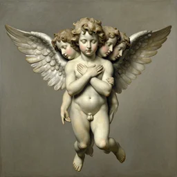 cherub with four faces in one, by zdzislaw beksinski