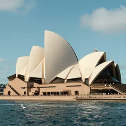 sydney opera house, studio ghibli, breath of the wild zelda style