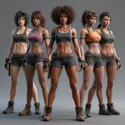 3 d render of a full female body, a mulatto woman with an afro, cruel hazel eyes, very fit body, wearing fitness gear, dead or alive 6, tekken 7, rumble roses, muscular legs, highly detailed, artstation, super realistic, unreal engine