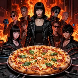 dark cyberpunk pizza with cables, by francis bacon, by ayami kojima, by amano, by karol bak, greg hildebrandt, by mark brooks, by alex grey, by zdzisław beksinski, by takato yamamoto, ultra detailed, high resolution, ultra detailed, wrapped thermal background