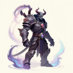side profile, chaotic orc god of destruction, demon armor, gloomhaven, luminescent, colorful swirly magic ripples, pastel colors, by greg manchess, huang guangjian, gil elvgren, sachin teng, greg rutkowski, jesper ejsing, ilya kuvshinov