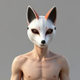 highly detailed render of a man wearing a skull fox mask, vray render, unreal engine, highly detailed faces, thin body,