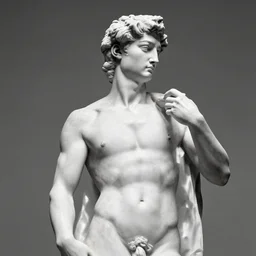 king of flavortown guy fieri marble statue, sculpted by michelangelo, archival photo, monochrome
