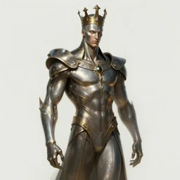 character concept art, metal skin male king, elegant, detailed, digital painting, trending on artstation, concept art, smooth, sharp focus, illustration, art by greg rutkowski and alphonse mucha, 8 k