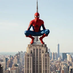 spider - man standing on top of the empire state building