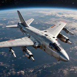 sidescrolling airplane with lots of guns, robotech gradius outer space, hyperrealism, fine detail, 8 k, 3 d render, artgerm, artstation contest winner, cgsociety, cryengine, concept art, zbrush, vray sprite
