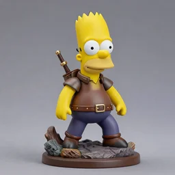 collectable mercenary bart simpson fantasy statue, d & d, pathfinder nendoroid, funko pop, resin statue, artstation, pinterest, etsy, detailed product photo, 3 / 4 dynamic pose