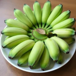 close up photo of a plate of green bananas