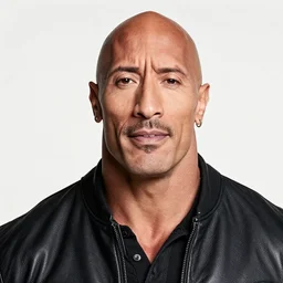 Dwayne the rock Johnson with a really big forehead made of abbs