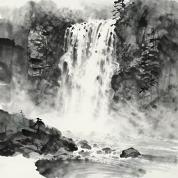 zen, waterfall, ink - n 9