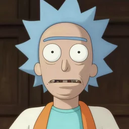 studio portrait photo of genetic hybrid face of rick and morty