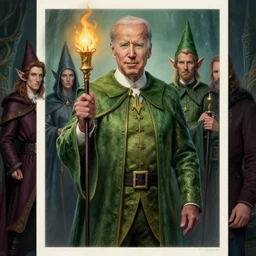 biden as elf wizard | | realistic shaded, fine details, realistic shaded lighting poster by greg rutkowski, magali villeneuve, artgerm, jeremy lipkin and michael garmash and rob rey