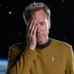 high resolution 4k Patrick Stewart, regret, sorrow, sadness, despair, space, USS enterprise, star trek, space, background space, stars