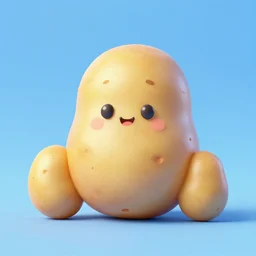 3 d rendered potato with adorable face cute