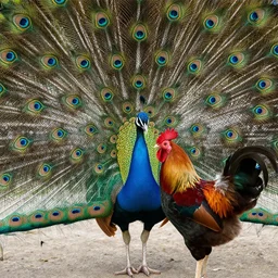 a peacock mixed with a a rooster