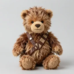 teddy bear as chewbacca wearing chewbacca's bandolier, stuffed toy, product photo, jellycat, dslr, studio lighting, annie leibovitz