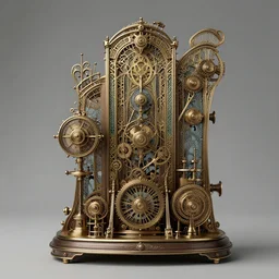 a complex steampunk device, victorian art nouveau mechanics,