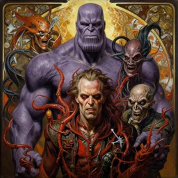 the platonic ideal portrait painting of cletus kasady carnage thanos dementor doctor manhattan chtulu, detailed, intricate, hyperrealism, intense, scary art by brock hofer and artgerm and greg rutkowski and alphonse mucha