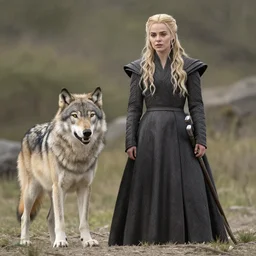 arya stark with dire wolf Nymeria