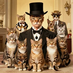 1930's gangster cats movie where all characters are portrayed by cats, 4k, poster
