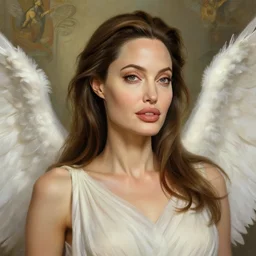 beautiful digital painting of young angelina jolie background with high detail, 8 k, stunning detail, photo by artgerm, greg rutkowski and alphonse mucha, unreal engine 5, 4 k uhd