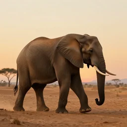 2 elephants strolling in the african dessert at sunset, digital painting