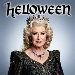 helloween album cover featuring photo of queen elizabeth, power metal album cover, trending on artstation, intricately detailed, highly detailed, classic, award winning