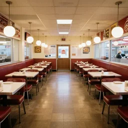 2 0 0 1 y 2 k diner, tables repeat endlessly 8 5 mm f / 1 1 interior photography two point perspective