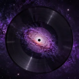 nebula galaxy vinyl record shaped, starfield purple space cloud galaxy, detailed concept art artist rendition by anna dittmann and kim jung gi