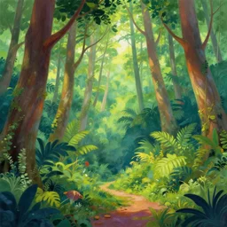 beautiful tropical forest, illustration by thomas kinkade, colorful, matte painting 3 - d 4 kcreative design 8 k digital art