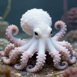 a cute fuzzy white crab-octopus hybrid.