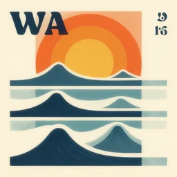 vintage minimalistic psychodelic rock band waves poster