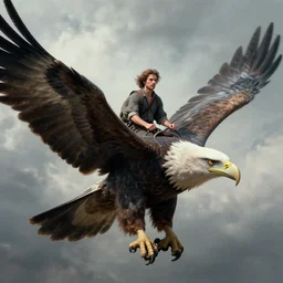 portrait man riding giant eagle bird by greg rutkowski, fantasy