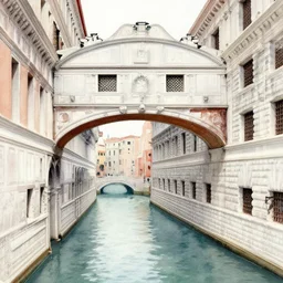 the bridge of sighs in the style of vrubel, watercolor, pastel colors