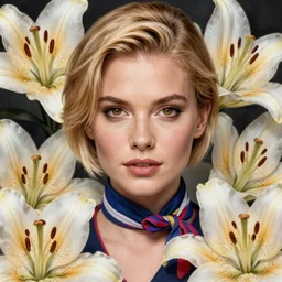 a beautiful fashion blond flight attendant with brown eyes and short hair, frank outfit, symmetrical, maximalist, lily frame, art by ilya kuvshinov, rossdraws, sharp focus, art by wlop and artgerm, extreme detail, detailed drawing, hyper detailed face