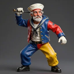 an old drunk sailor, made of colored leatherette, vivid dynamic composition, by arne quinze, surreal, overblown vibrant colors, masterpiece, physical based rendering, featured on pixiv, octane renderer, trending on pinterest