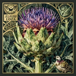 art nouveau botanical print, artichoke, henry gille, william morris