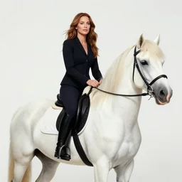 photo of a woman riding a unicorn, photo by annie liebovitz