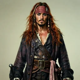 portrait painting of young rugged masculine muscular male pirate long long hair soft hair flowing hair crimson hair upper body only long coat waist sash elegant rugged handsome romanticism unreal render cinematic lighting art 1 9 2 0 period drama by bussiere rutkowski rocha