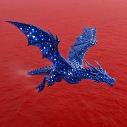a dragon made out of stars flying over a red sea, realistic, vibrant colors, ultra detailed, by Tomasz Alen Kopera and greg rutkowski