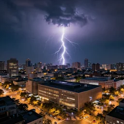 electric storm above a city artstation hd volumetric lighting