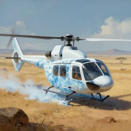 helicopter-ice-fusion in a savannah, matte fantasy painting, DeviantArt Artstation, by Jason Felix by Steve Argyle by Tyler Jacobson by Peter Mohrbacher, cinematic lighting