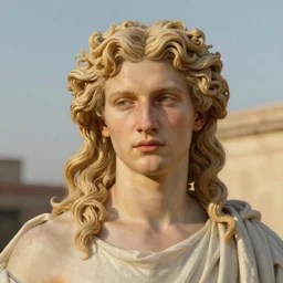 PORTRAIT Painting of an albino germanic male Venus Apollo. LONG CURLY light blond hair. Sharp angular face high cheekbones hooked nose. Art by william adolphe bouguereau. During golden hour. Extremely detailed. Beautiful. 4K. Award winning.