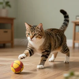 a cat playing with a ball, Henry vargas artstation