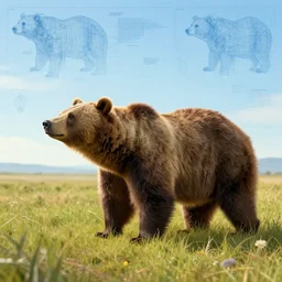 prairie of the sun bear, in the style of Greg Broadmore and Arthur Rackham,trending on artstation, light lighting side view,digital art,surrealism ,macro,blueprint ,vaporwave ,