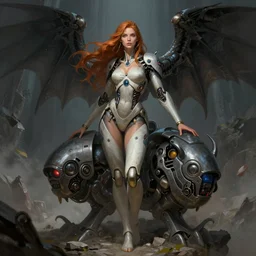 Full lengh of a cyborg goddess by Wayne Barlowe and Peter Mohrbacher detailed sharp digital art trending on Artstation