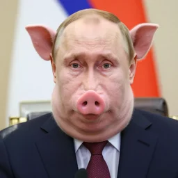 putin with pig nose and dog ears