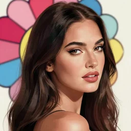 Megan Fox, beautiful portrait by Takashi Murakami, digital art, trending