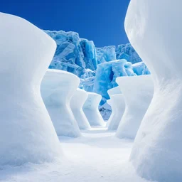 alien city featuring smooth white structures, blue ice antelope canyon winter scene backdrop, megalophobia, 4 k wallpaper, 3 3 mm photo
