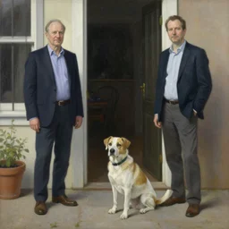 Solomon Joseph Solomon and Richard Schmid and Jeremy Lipking painting full length portrait painting of a dog waiting for his owner to come home